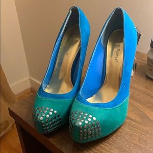 Two-tone studded heels